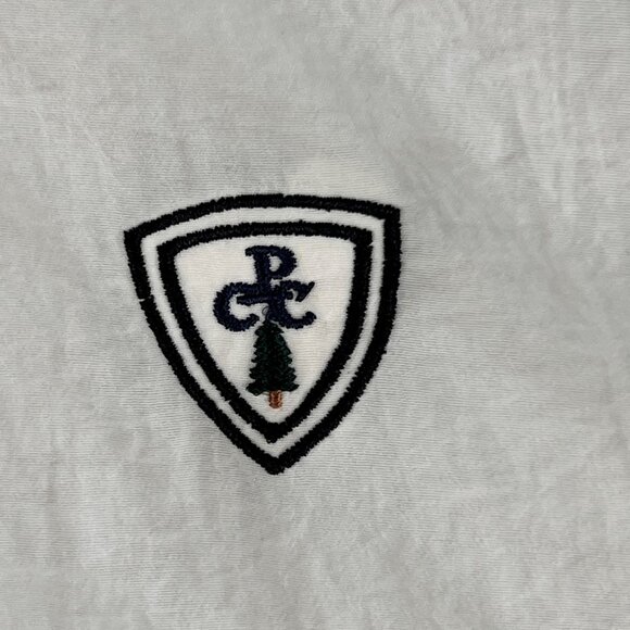 Vintage Mens L  PCC Embroidered White Pullover Windbreaker V-Neck Sweatshirt - Picture 6 of 12